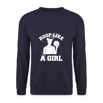 Hoop Like A Girl For A Basketball Player - Unisex Sweatshirt - navy - Front - Alina (178cm) & Michal (187cm)
