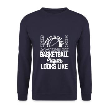 Ask Me About Basketball Actually You Don't Have To - Unisex Pullover - Navy - Vorne - Alina (178cm) & Michal (187cm)