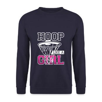 Hoop Like A Girl For A Basketball Player - Unisex Sweatshirt - navy - Front - Alina (178cm) & Michal (187cm)