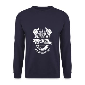 Ask Me About Basketball Actually You Don't Have To - Unisex Pullover - Navy - Vorne - Alina (178cm) & Michal (187cm)