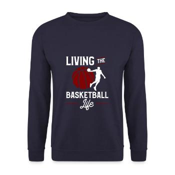 Ask Me About Basketball Actually You Don't Have To - Unisex Pullover - Navy - Vorne - Alina (178cm) & Michal (187cm)