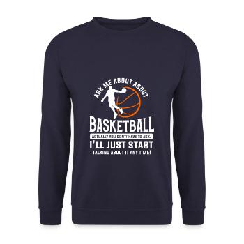Ask Me About Basketball Actually You Don't Have To - Unisex Pullover - Navy - Vorne - Alina (178cm) & Michal (187cm)