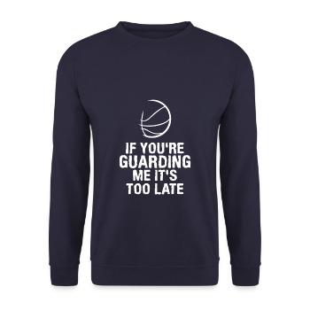 Ask Me About Basketball Actually You Don't Have To - Unisex Pullover - Navy - Vorne - Alina (178cm) & Michal (187cm)