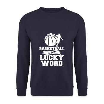 Basketball Is My Lucky Word For A Basketball - Unisex Sweatshirt - navy - Front - Alina (178cm) & Michal (187cm)