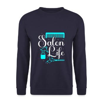 Salon Life Hairdresser Manicurist Technician - Unisex Pullover - Navy - Vorne - Alina (178cm) & Michal (187cm)