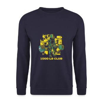 1000 Pfund Club Muscle Strong Men Gym Workout - Unisex Pullover - Navy - Vorne - Alina (178cm) & Michal (187cm)