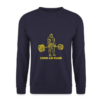1000 Pfund Club Muscle Strong Men Gym Workout - Unisex Pullover - Navy - Vorne - Alina (178cm) & Michal (187cm)