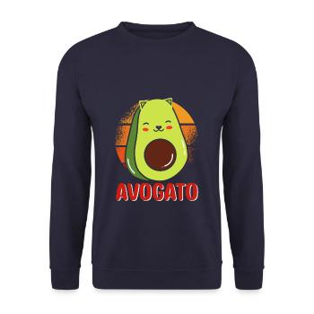 Cute Avogato Cat - Unisex Pullover - Navy - Vorne - Alina (178cm) & Michal (187cm)