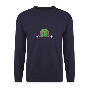 Vintage Retro Cannabis Heartbeat - Unisex Pullover - Navy - Vorne - Alina (178cm) & Michal (187cm)