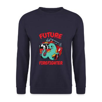 Zukünftiger Feuerwehrmann Für Kinder Freiwilliger - Unisex Pullover - Navy - Vorne - Alina (178cm) & Michal (187cm)