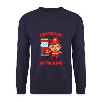 Firefighter in training for children - Unisex Sweatshirt - navy - Front - Alina (178cm) & Michal (187cm)