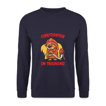 Firefighter in training for children - Unisex Sweatshirt - navy - Front - Alina (178cm) & Michal (187cm)