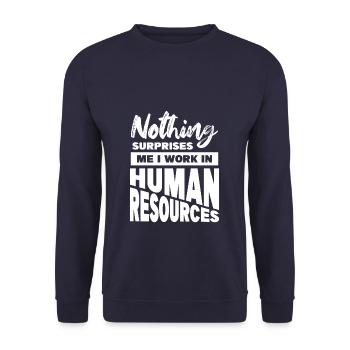Nothing Surprises Me I Work In Human Resources - Unisex Sweatshirt - navy - Front - Alina (178cm) & Michal (187cm)