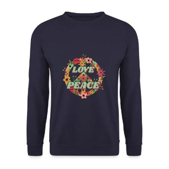 Love Peace Hippy - Unisex Pullover - Navy - Vorne - Alina (178cm) & Michal (187cm)