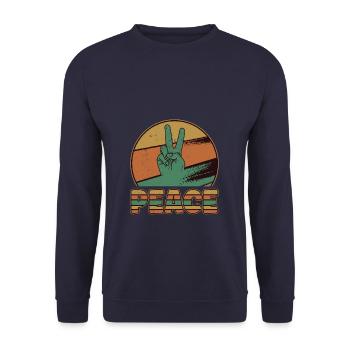 Vintage Retro Peace Hippy - Unisex Pullover - Navy - Vorne - Alina (178cm) & Michal (187cm)