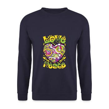 Love Peace Hippy - Unisex Pullover - Navy - Vorne - Alina (178cm) & Michal (187cm)