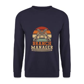 Retro Vintage Branch Manager - Unisex Pullover - Navy - Vorne - Alina (178cm) & Michal (187cm)