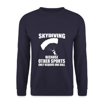 Funny Parachuting Skydiving Because Other Sports - Unisex Pullover - Navy - Vorne - Alina (178cm) & Michal (187cm)