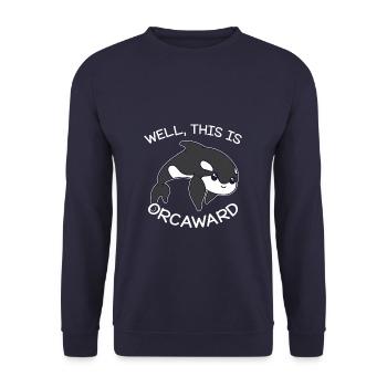 Funny This Is Orcaward Orca - Unisex Pullover - Navy - Vorne - Alina (178cm) & Michal (187cm)