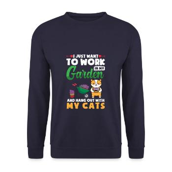 Working In My Garden And Hang Out With My Cat - Unisex Pullover - Navy - Vorne - Alina (178cm) & Michal (187cm)