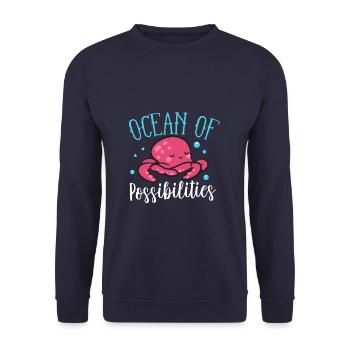Cute Octo Oceans Of Possibilities - Unisex Pullover - Navy - Vorne - Alina (178cm) & Michal (187cm)