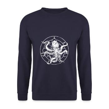 Retro Vintage Cute Octo - Unisex Pullover - Navy - Vorne - Alina (178cm) & Michal (187cm)