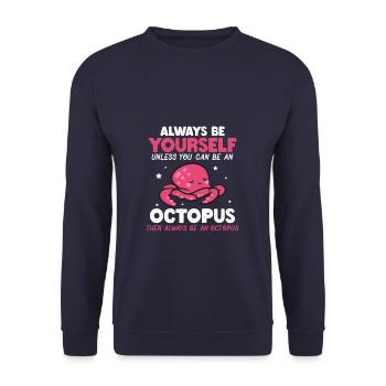 Funny Be An Octo - Unisex Pullover - Navy - Vorne - Alina (178cm) & Michal (187cm)
