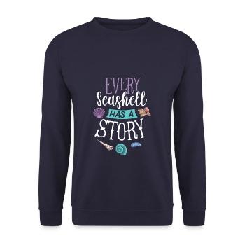 Every Seashell Has Stories - Unisex Pullover - Navy - Vorne - Alina (178cm) & Michal (187cm)