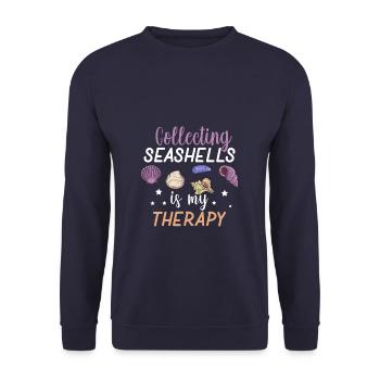 Collecting Seashells Is My Therapies - Unisex Pullover - Navy - Vorne - Alina (178cm) & Michal (187cm)