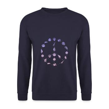 Peace Sign Seashell - Unisex Pullover - Navy - Vorne - Alina (178cm) & Michal (187cm)