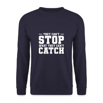 They Can't Stop What They Can't Catch Marathon - Unisex Sweatshirt - navy - Front - Alina (178cm) & Michal (187cm)