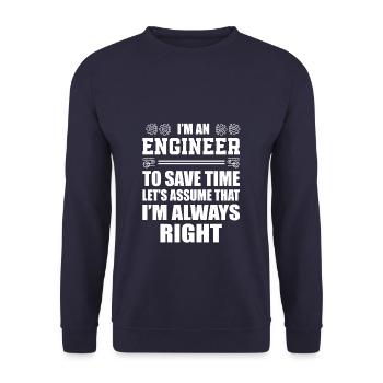 Funny Engineer I'm Always Right - Unisex Pullover - Navy - Vorne - Alina (178cm) & Michal (187cm)