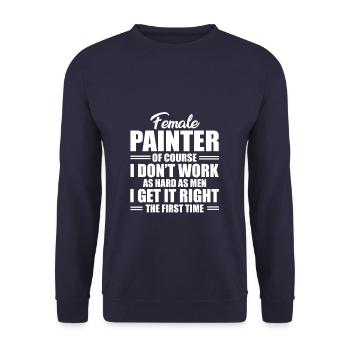 Funny Artist Female Painter - Unisex Pullover - Navy - Vorne - Alina (178cm) & Michal (187cm)