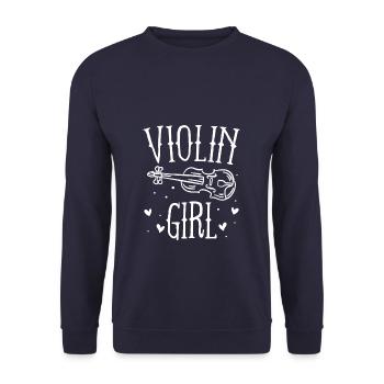 Violin Girl - Unisex Pullover - Navy - Vorne - Alina (178cm) & Michal (187cm)