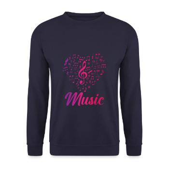 Heart Music Notes - Unisex Pullover - Navy - Vorne - Alina (178cm) & Michal (187cm)