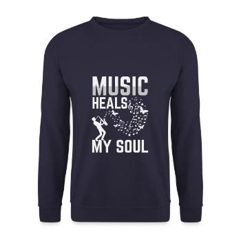 Music Notes Heals - Unisex Pullover - Navy - Vorne - Alina (178cm) & Michal (187cm)
