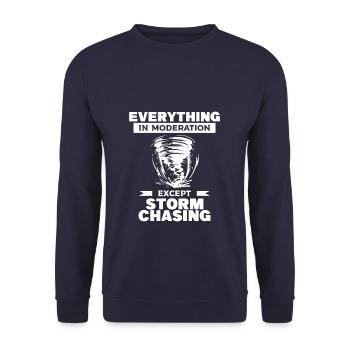 Everything In Moderation Except Storm Chasing - Unisex Sweatshirt - navy - Front - Alina (178cm) & Michal (187cm)