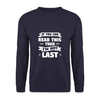 If You Can Read This Then I'm Not Last Triathlon - Unisex Pullover - Navy - Vorne - Alina (178cm) & Michal (187cm)