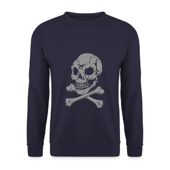 Halloween Skull - Unisex Pullover - Navy - Vorne - Alina (178cm) & Michal (187cm)