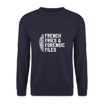 French Fries & Forensic Files Detective - Unisex Sweatshirt - navy - Front - Alina (178cm) & Michal (187cm)