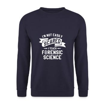 I'm Not Easily Scared I Teach Forensic Science - Unisex Pullover - Navy - Vorne - Alina (178cm) & Michal (187cm)