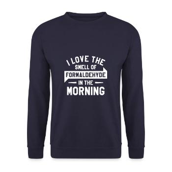 J’adore l’odeur du formaldéhyde le matin - Sweat-shirt Unisexe - marine - Devant - Alina (178cm) & Michal (187cm)