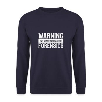 L’avertissement peut commencer à parler de criminalistique - Sweat-shirt Unisexe - marine - Devant - Alina (178cm) & Michal (187cm)