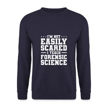 I'm Not Easily Scared I Teach Forensic Science - Unisex Pullover - Navy - Vorne - Alina (178cm) & Michal (187cm)
