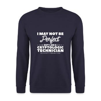 I May Not Be Perfect But I Am A Cryptologic - Unisex Pullover - Navy - Vorne - Alina (178cm) & Michal (187cm)