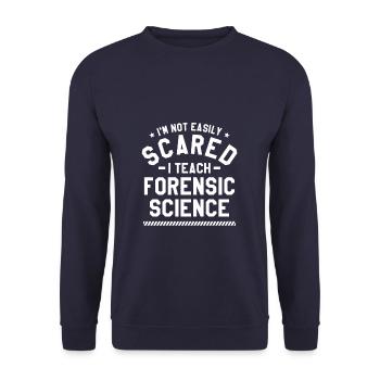 I'm Not Easily Scared I Teach Forensic Science - Unisex Pullover - Navy - Vorne - Alina (178cm) & Michal (187cm)