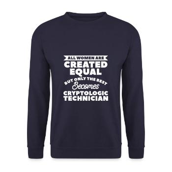 All Women Are Created Equal Cryptologic Technician - Unisex Pullover - Navy - Vorne - Alina (178cm) & Michal (187cm)