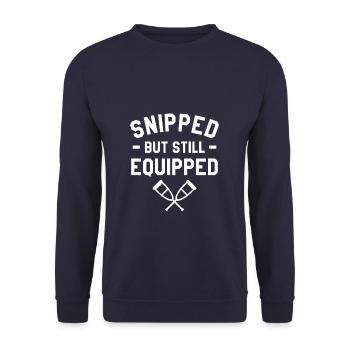 Snipped But Still Equipped Handicapped Amputee - Unisex Pullover - Navy - Vorne - Alina (178cm) & Michal (187cm)