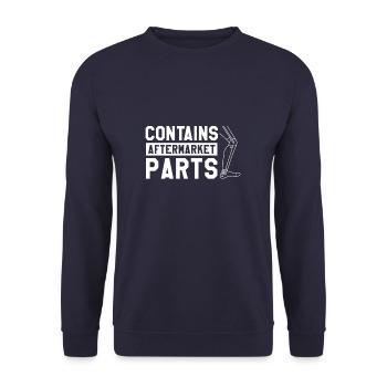 Contains Aftermarket Parts Leg Amputation Amputee - Unisex Pullover - Navy - Vorne - Alina (178cm) & Michal (187cm)