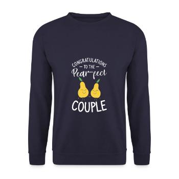 Congratulations To The Pear-fect Couple Marriage - Unisex Pullover - Navy - Vorne - Alina (178cm) & Michal (187cm)